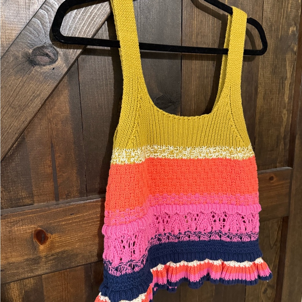 Entro Mustard and Coral Knit Sweater